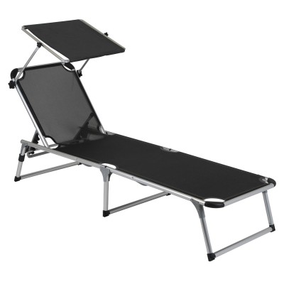 Ліжко розкладне Bo-Camp Sun Lounger With Sunscreen 5 Positions Black (1304460) Ліжко розкладне Bo-Camp Sun Lounger With Sunscreen 5 Positions Black (1304460)