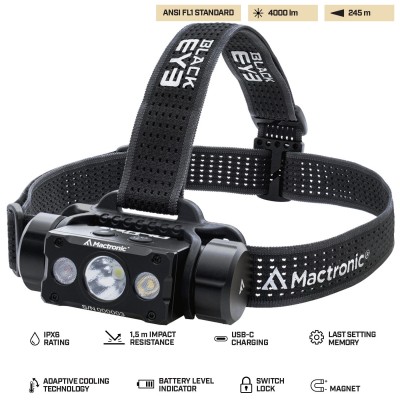 Ліхтар налобний Mactronic Black Eye H40 (4000 Lm) Cool White/Red LED Rechargeable Type-C (THL0061)