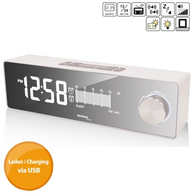 Годинник настільний з радіо Technoline WT483 White/Silver (WT483) Годинник настільний з радіо Technoline WT483 White/Silver (WT483)