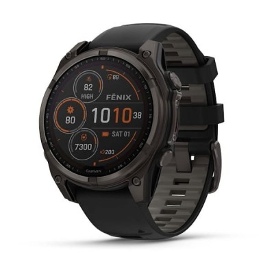 GPS смарт-годинник GARMIN fenix 8 47mm,Saph Solar,CrbnGry Ti/Blk,Blk/PblGryBnd