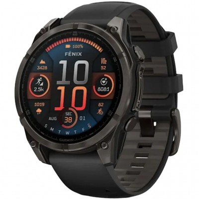 GPS смарт-годинник GARMIN fenix 8 47mm, AMOLED, Saph, CrbnGryTi/Blk, Blk/PebbleGryBnd