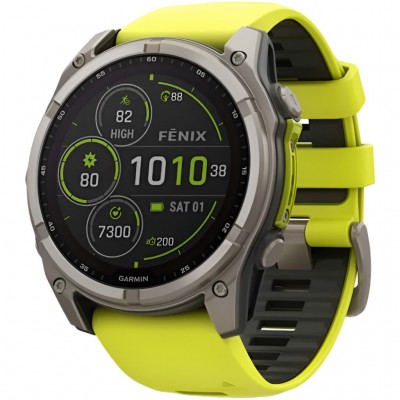 GPS смарт-годинник GARMIN fenix 8 51mm, Saph Solar, BareTi/Graphite, AmpYe/GrphBnd