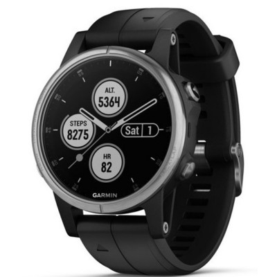 Спортивные часы Garmin fenix 5S Plus, Glass, Silver w/Black Bnd, GPS Watch, EMEA (010-01987-21)