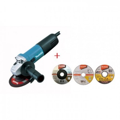 Угловая шлифовальная машина (болгарка) Makita 9558HNG + набор дисков (SET-9558HNG) Угловая шлифовальная машина (болгарка) Makita 9558HNG + набор дисков (SET-9558HNG)