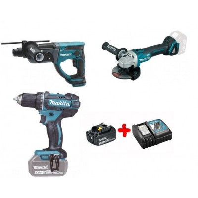 Аккумуляторный перфоратор Makita DHR202Z (Без АКБ и ЗУ) + Аккумуляторная болгарка Makita DGA504Z (Без АКБ и ЗУ) + Аккумуляторный шуруповерт Makita DDF482Z (Без АКБ И ЗУ) + Аккумулятор Li-ion BL1830B / зарядка DC18RC (191A24-4) (DLX3160) Аккумуляторный перфоратор Makita DHR202Z (Без АКБ и ЗУ) + Аккумуляторная болгарка Makita DGA504Z (Без АКБ и ЗУ) + Аккумуляторный шуруповерт Makita DDF482Z (Без АКБ И ЗУ) + Аккумулятор Li-ion BL1830B / зарядка DC18RC (191A24-4) (DLX3160)
