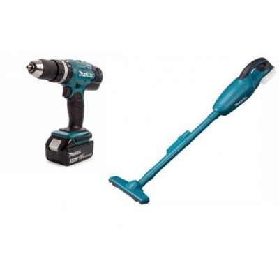 Аккумуляторный шуруповерт Makita DHP453SFX8 + Аккумуляторный пылесос Makita DCL180Z (без АКБ и ЗУ) (DLX2056)