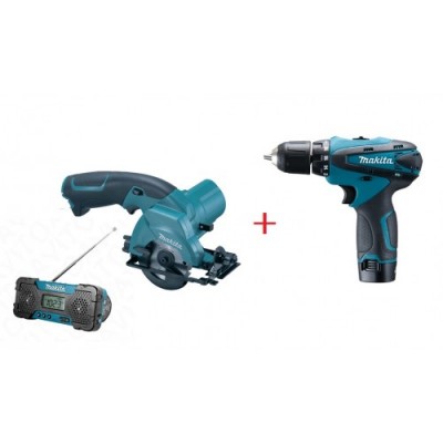 Аккумуляторная дисковая пила Makita HS 300 DZ (без АКБ и ЗУ) + радио Makita MR051 + Аккумуляторный шуруповерт Makita DF 330 DWE