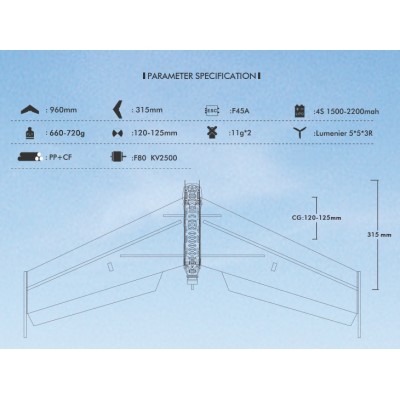 Летающее крыло TechOne FPV WING 900 II 960мм EPP KIT