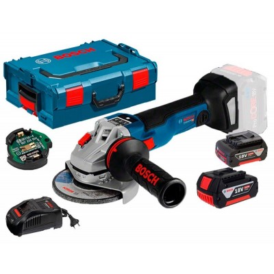 Угловая шлифмашина Bosch GWS 18V-10 SC, 2х5Ah +GAL 1880 CV + L-Boxx 136 (06019G340D)
