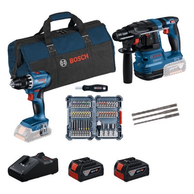 PRO набір з 2 інструментів BOSCH 18V: GSR 18V-45 + GBH 18V-22 + 45шт. набір насадок для викрутки + 3-компонентний набір свердел для перфораторів SDS-plus-5 + 2 x GBA 18V 4.0 Ah + GAL 18V-40 все в коробці(0615V0003D) PRO набір з 2 інструментів BOSCH 18V: GSR 18V-45 + GBH 18V-22 + 45шт. набір насадок для викрутки + 3-компонентний набір свердел для перфораторів SDS-plus-5 + 2 x GBA 18V 4.0 Ah + GAL 18V-40 все в коробці(0615V0003D)