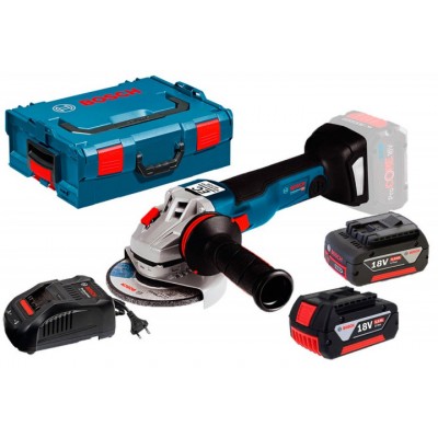 Угловая шлифмашина Bosch GWS 18V-10 C + 2 акб 5 Ah + ЗУ GAL 1880 CV + L-Boxx 136 (06019G310D)