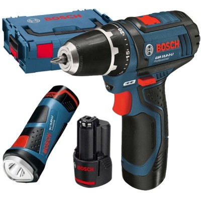 Набор аккумуляторный шуруповерт Bosch GSR 12V-15 + фонарь GLI 12V-80 + L-BOXX 102 (0615990FZ9)