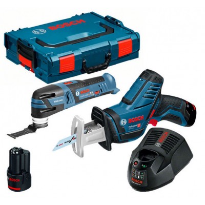 Набор Bosch реноватор GOP 12V-28 + пила GSA 12V-14 з/у GAL 1230 CV + 2 x акб GBA 12V 2 Ah + чемодан L-boxx (06018B50GG)