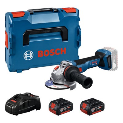 Акумуляторна безщіткова кутова шліфувальна машина Bosch GWS 18V-11 (06019N4103) (2 аку 5Ah та ЗП в L-Boxx)