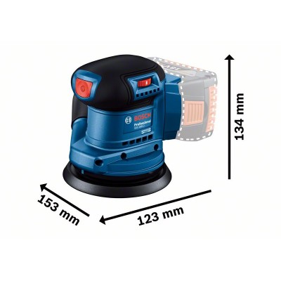Акумуляторна ексцентрикова шліфувальна машина Bosch GEX 185-Li SOLO (06013A5020) без акум та зарядки