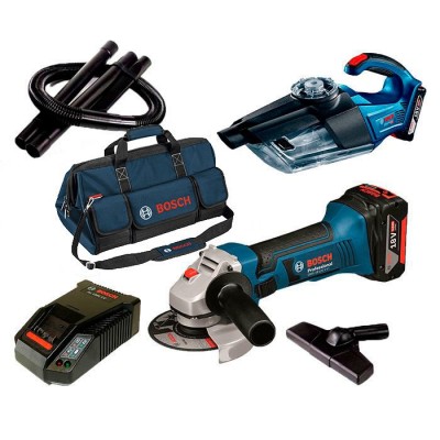 Набор Bosch УШМ GWS 18-125 V-Li + пылесос GAS 18V-1 з/у AL 1860 CV + 2 x акб GBA 18V 5 Ah + сумка (060193A3BP)
