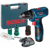 Аккумуляторная дрель-шуруповерт Bosch GSR 120-LI + 2 акб + AL 1115 CV + 24 биты + чемодан (06019F700D)