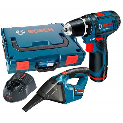 Набор Bosch шуруповерт GSR 12V-15 + пылесос GAS 12V + GAL 1230 CV + 2 акб GBA 12V 2 Ah + чемодан L-boxx (0615990GE3)