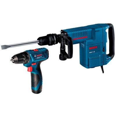 Отбойный молоток Bosch GSH 11 E + аккумуляторная дрель-шуруповерт GSR 120-LI (061131670D)