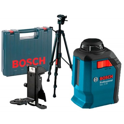 Лазерный нивелир Bosch GLL 2-20 + штатив BT 150 + + держатель BM3 + чемодан (0601063J0D)