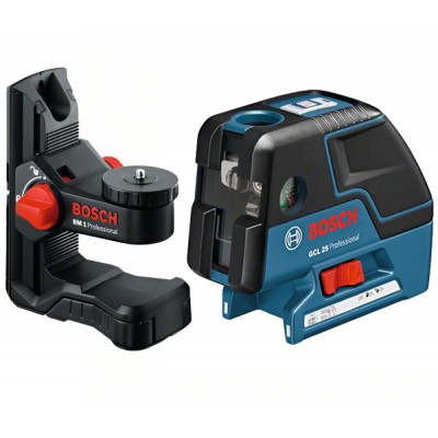Комбинированный лазерный уровень Bosch GCL 25 + настенный держатель BM1