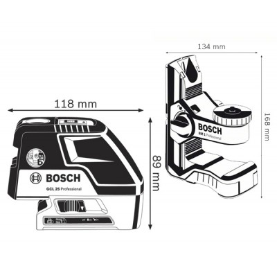 Комбинированный лазерный уровень Bosch GCL 25 + настенный держатель BM1
