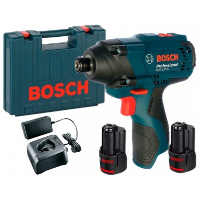 Аккумуляторный ударный гайковерт Bosch GDR 120-LI + 2 акб GBA 12V 2 Ah + GAL 12V-20 + чемодан (06019F0001)