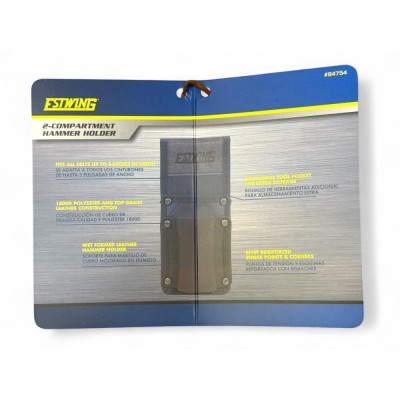 Чохол для молотків на пояс з додатковою кишенею. Шкіра та полієстер 1800D, Estwing, арт.13-94754