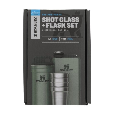 Набор Stanley Adventure Hammertone Green: футляр, фляга и 4 рюмки (6939236348423)