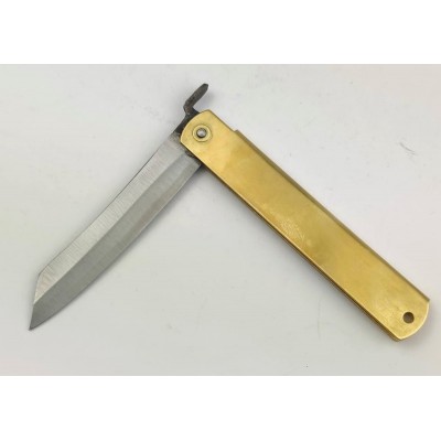 Ніж складаний Higonokami 120 mm, Aogami сталь, рукоятка - латунь, Honmamon (1115373)