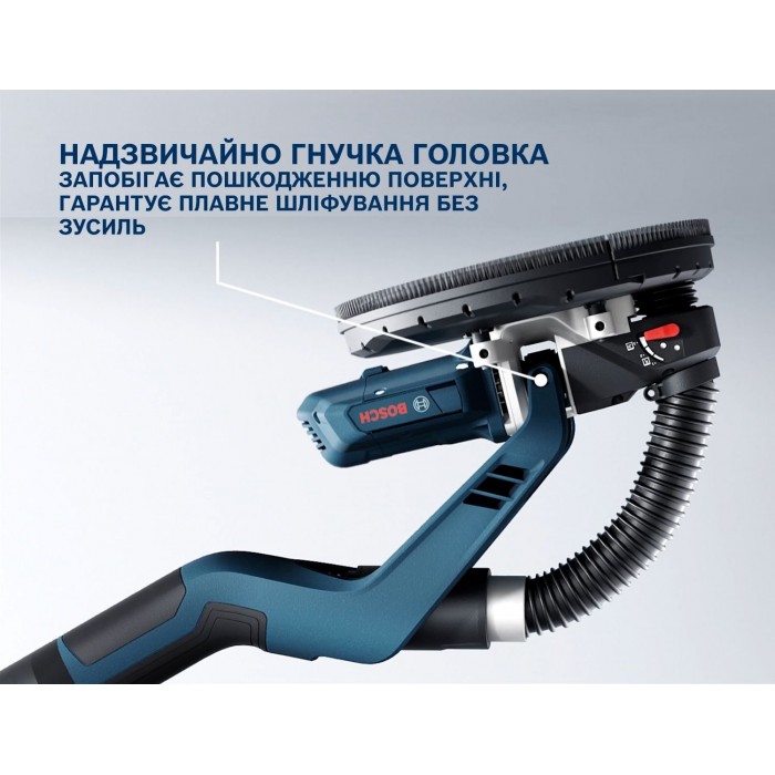Шліфувальна машина Bosch GTR 550 Professional у роботі, шліфування стіни